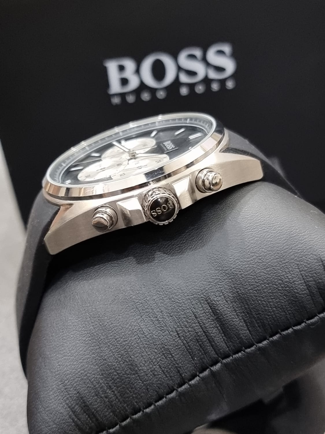  Shop Authentic Hugo Boss Driver Black Dial Black Leather Strap Watch for Men - 1512879 - Luxxuri