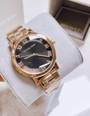  Shop Authentic Michael Kors Noire Black Dial Rose Gold Steel Strap Watch for Women - MK3585 - Luxxuri