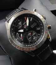  Shop Authentic Hugo Boss Aero Chronograph Black Dial Black Leather Strap Watch for Men - 1513770 - Luxxuri