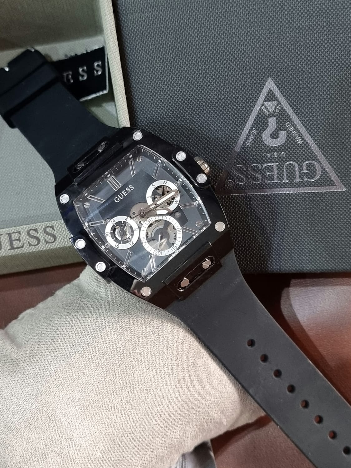  Shop Authentic Guess Phoenix Multifunction Black Dial Black Rubber Strap Watch for Men - GW0203G3 - Luxxuri