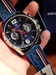  Shop Authentic Tommy Hilfiger Decker Blue Dial Blue Rubber Strap Watch for Men - 1791476 - Luxxuri