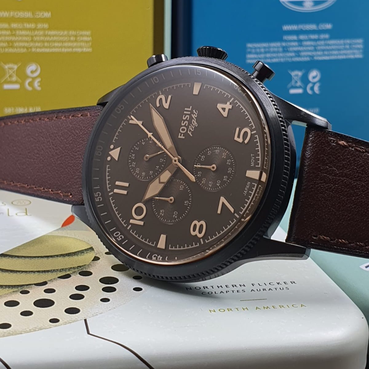  Shop Authentic Fossil Retro Pilot Chronograph Brown Dial Brown Leather Strap Watch for Men - FS5833 - Luxxuri