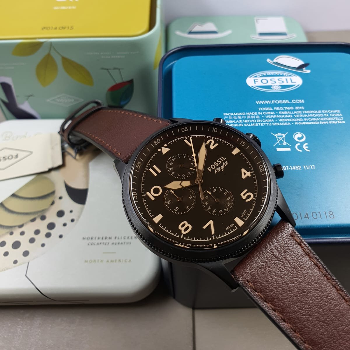  Shop Authentic Fossil Retro Pilot Chronograph Brown Dial Brown Leather Strap Watch for Men - FS5833 - Luxxuri