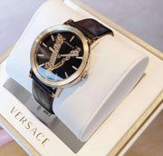  Shop Authentic Versace Palazzo Empire Greca Black Dial Black Leather Strap Watch for Women - VEDV00719 - Luxxuri