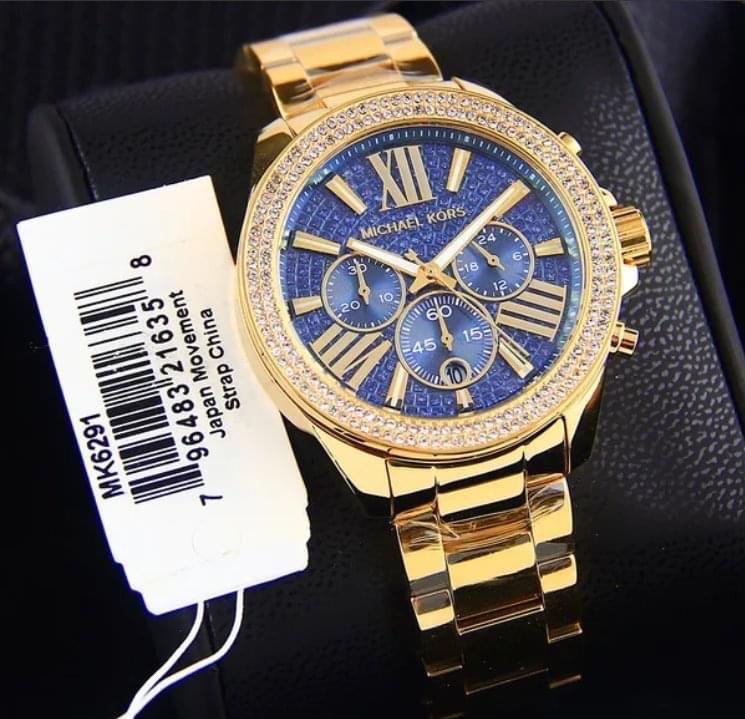  Shop Authentic Michael Kors Wren Diamonds Blue Dial Gold Steel Strap Watch for Women - MK6291 - Luxxuri
