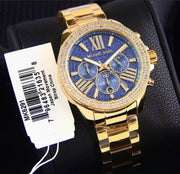  Shop Authentic Michael Kors Wren Diamonds Blue Dial Gold Steel Strap Watch for Women - MK6291 - Luxxuri