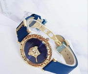  Shop Authentic Versace Palazzo Empire Greca Quartz Blue Dial Blue Leather Strap Watch for Women - VEDV00219 - Luxxuri