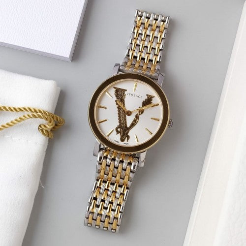  Shop Authentic Versace Virtus Quartz White Dial Two Tone Steel Strap Watch for Women - VEHC00719 - Luxxuri