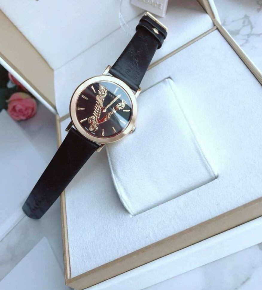  Shop Authentic Versace Virtus Quartz Black Dial Black Leather Strap Watch for Women - VEHC00119 - Luxxuri