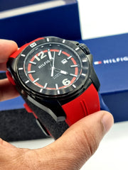  Shop Authentic Tommy Hilfiger Windsurf Black Dial Red Rubber Strap Watch for Men - 1791112 - Luxxuri
