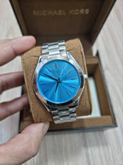  Shop Authentic Michael Kors Runway Blue Dial Silver Steel Strap Watch for Women - MK3292 - Luxxuri