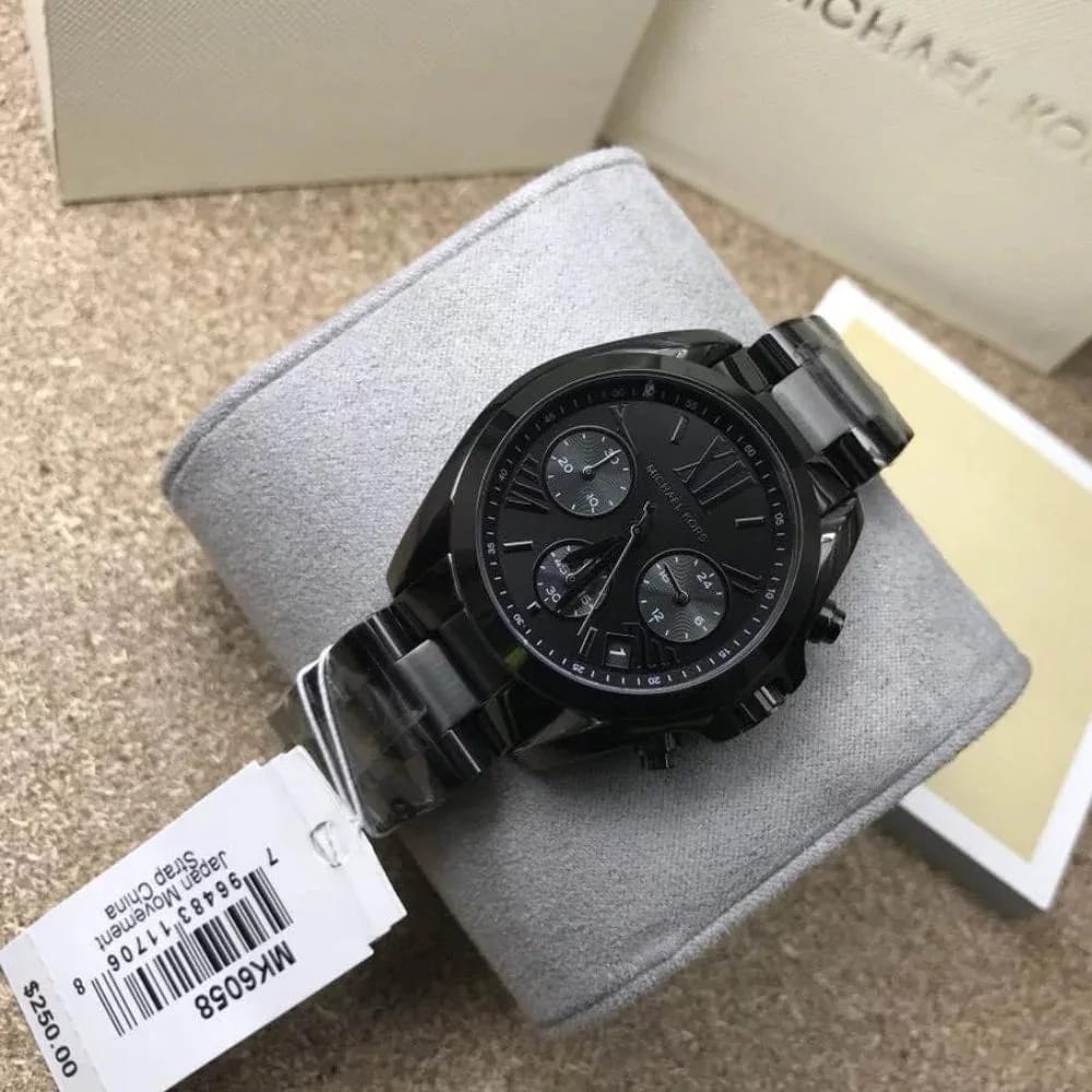  Shop Authentic Michael Kors Bradshaw Chronograph Black Dial Black Steel Strap Watch For Women - MK6058 - Luxxuri