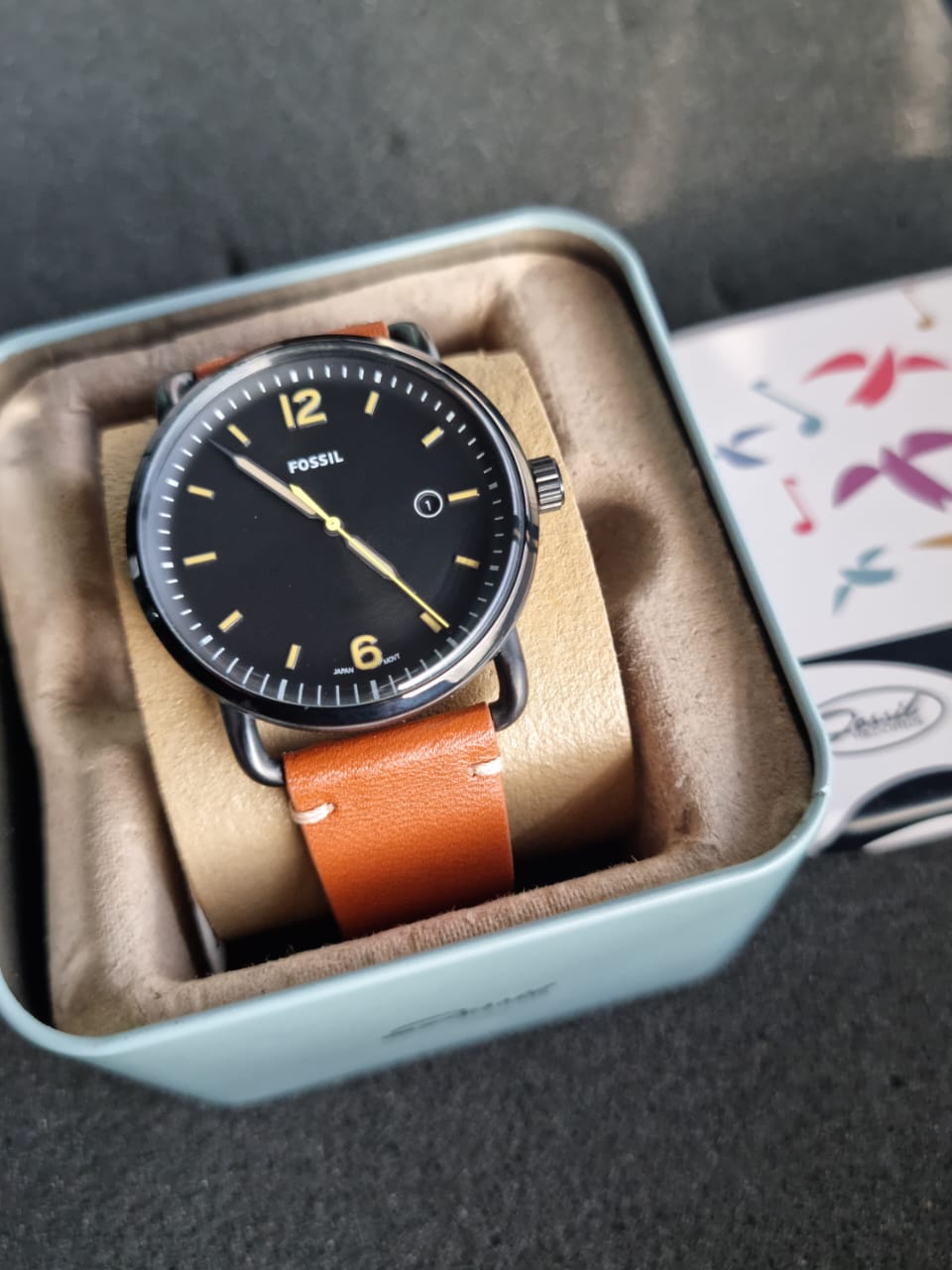  Shop Authentic Fossil Commuter Three Hand Date Black Dial Brown Leather Strap Watch for Men - FS5276 - Luxxuri