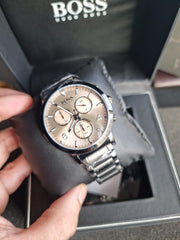  Shop Authentic Hugo Boss Spirit Chronograph Grey Dial Grey Steel Strap Watch for Men - 1513695 - Luxxuri