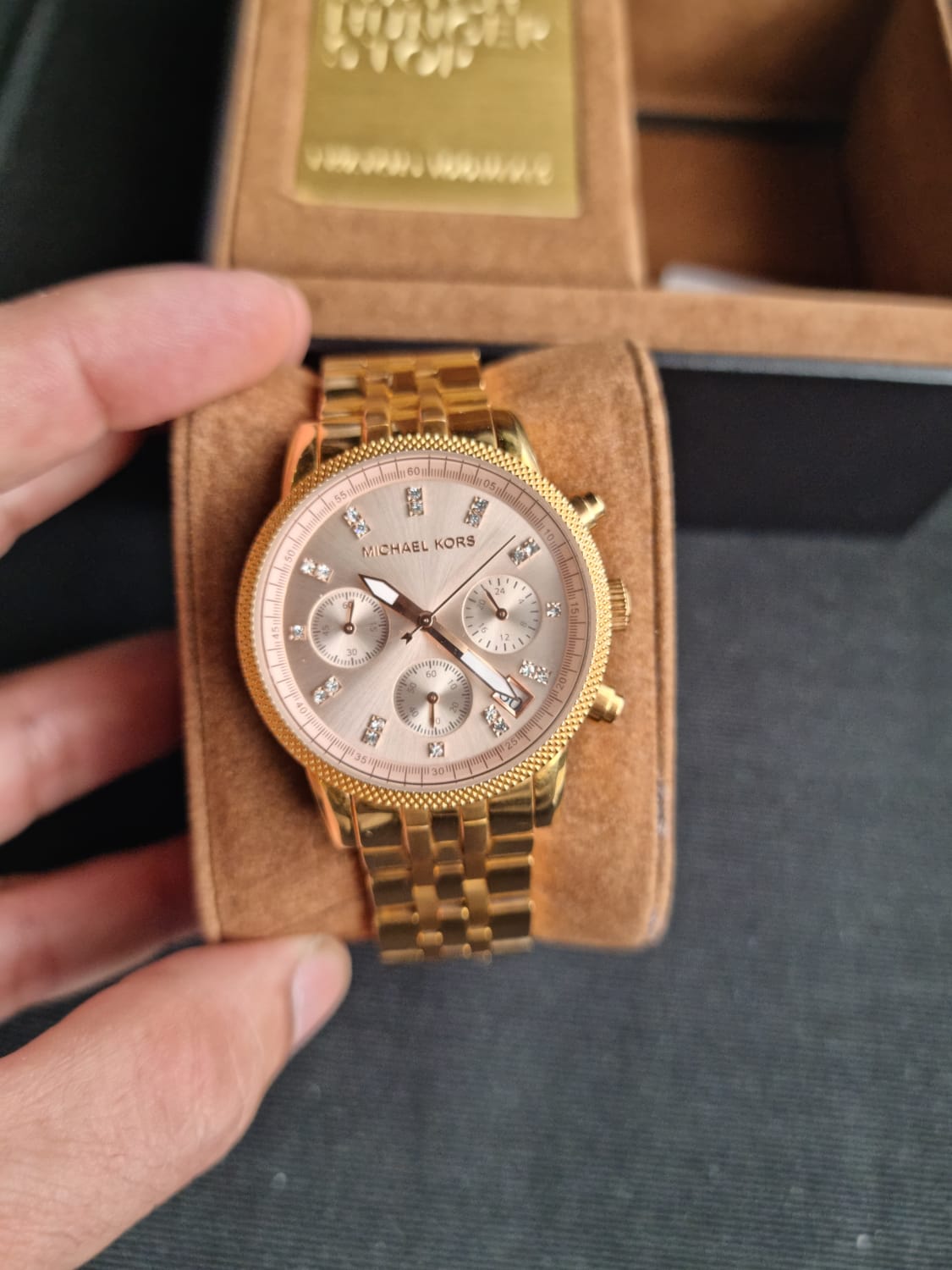  Shop Authentic Michael Kors Ritz Chronograph Rose Gold Dial Rose Gold Steel Strap Watch for Women - MK6077 - Luxxuri