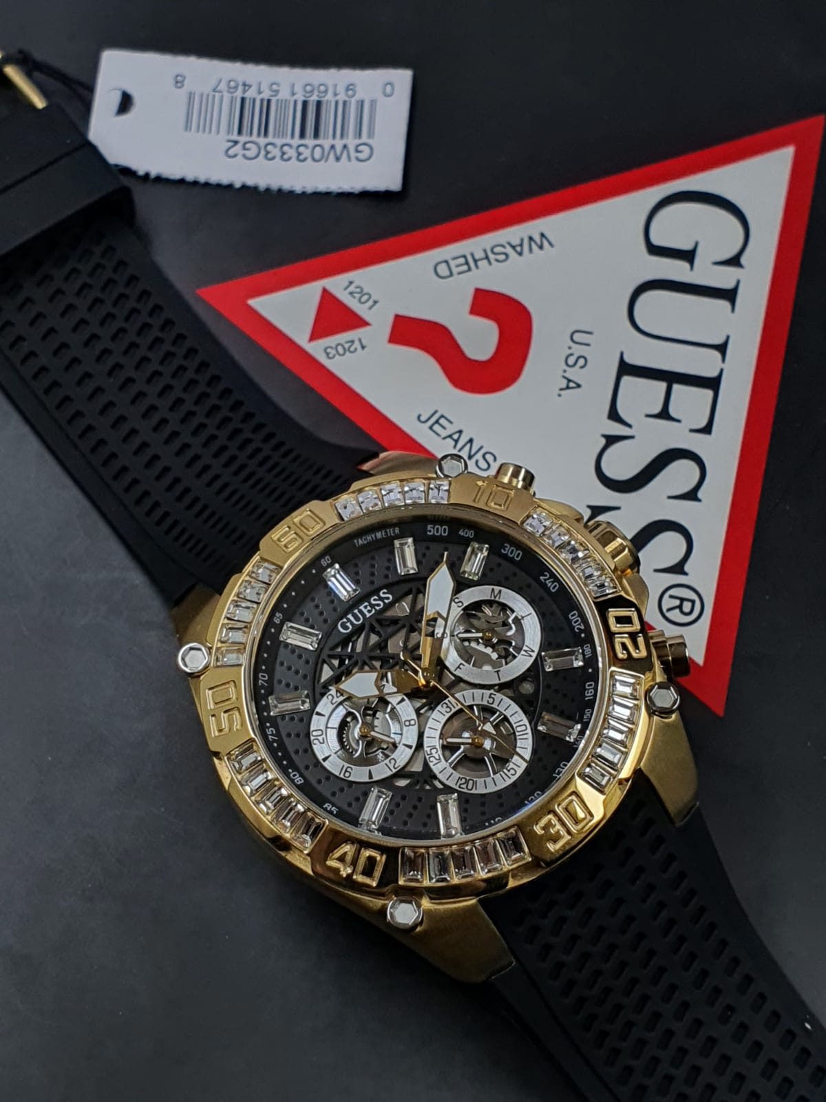  Shop Authentic Guess Trophy Multifunction Black Dial Black Rubber Strap Watch for Men - GW0333G2 - Luxxuri