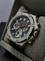  Shop Authentic Guess Third Grear Multi Function Black Dial Black Rubber Strap Watch for Men- GW0334G1 - Luxxuri