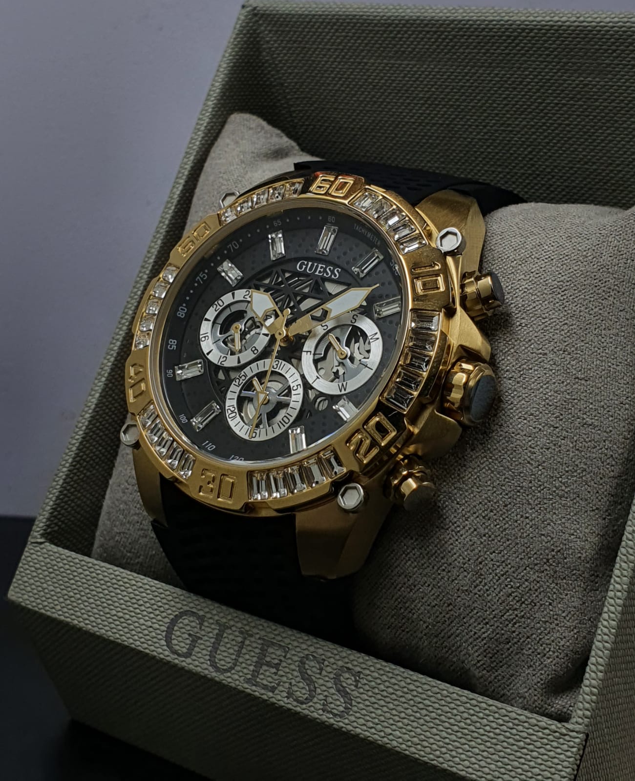  Shop Authentic Guess Trophy Multifunction Black Dial Black Rubber Strap Watch for Men - GW0333G2 - Luxxuri