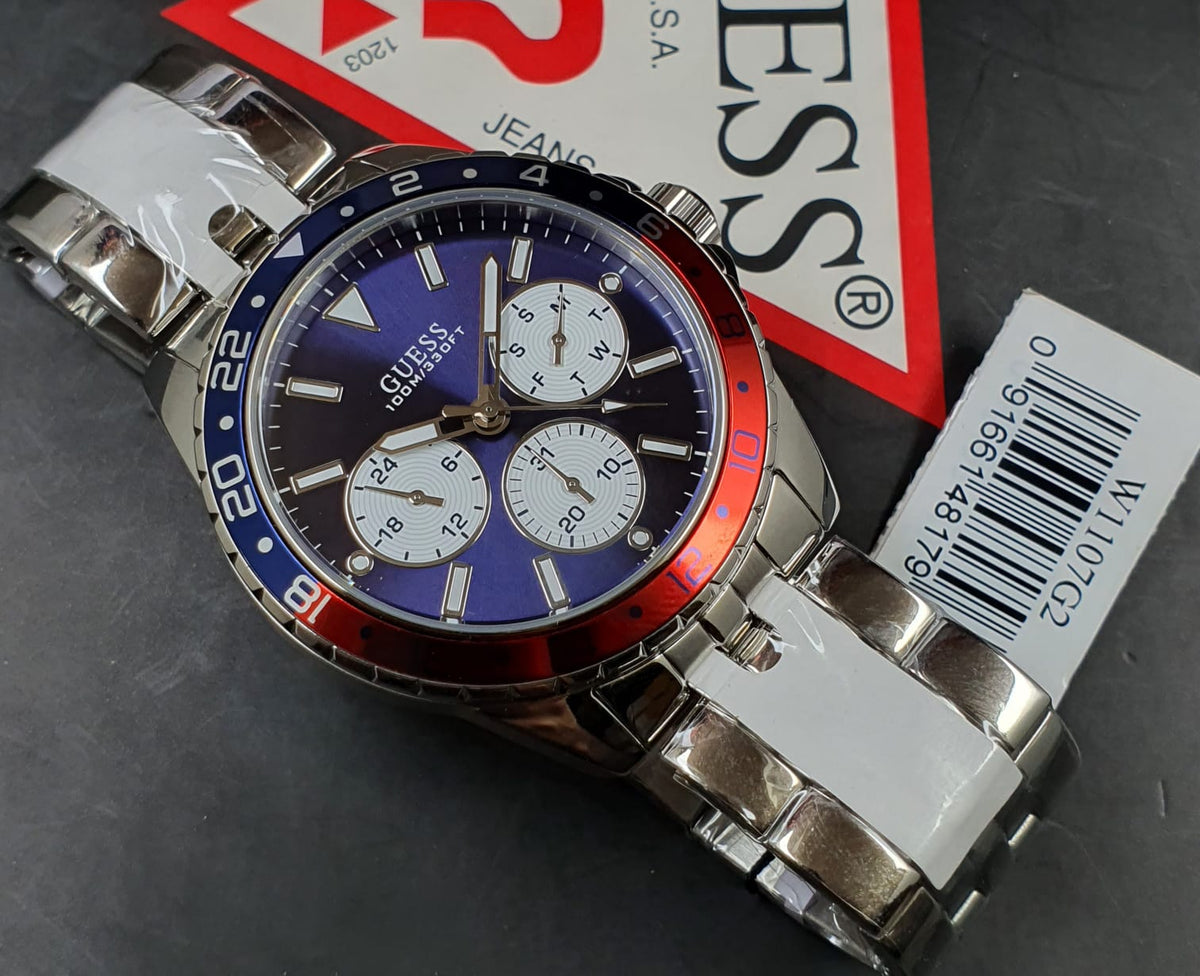  Shop Authentic Guess Odyssey Multifunction Blue Dial Silver Steel Strap Watch For Men - W1107G2 - Luxxuri