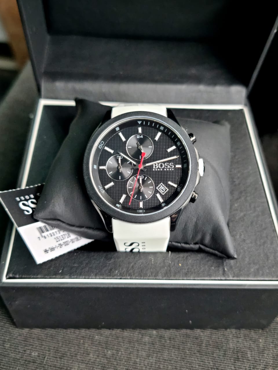  Shop Authentic Hugo Boss Velocity Black Dial White Rubber Strap Watch for Men - 1513718 - Luxxuri