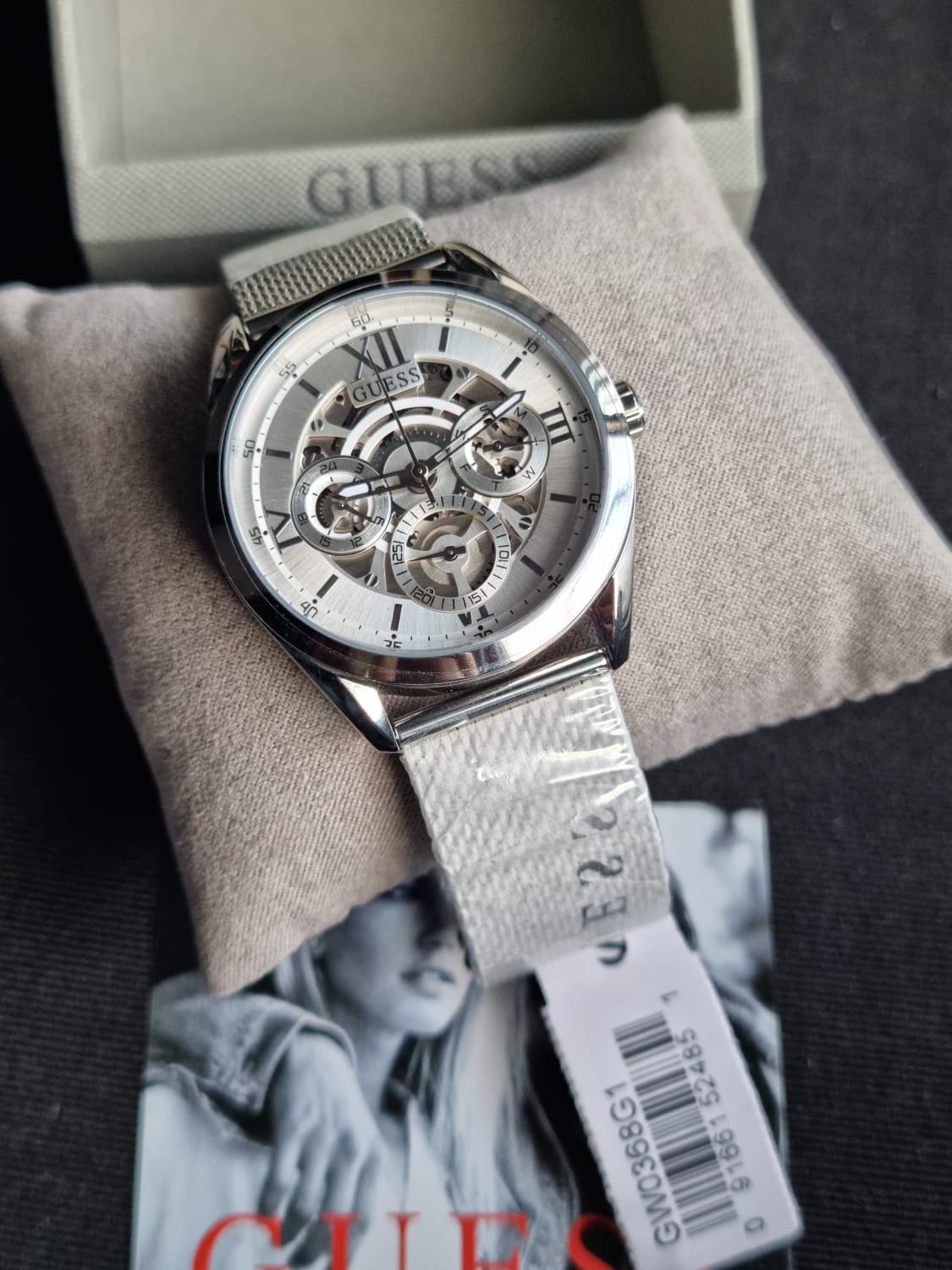 Shop Authentic Guess Tailor Multifunction Silver Dial Silver Mesh Bracelet Watch for Men - GW0368G1 - Luxxuri
