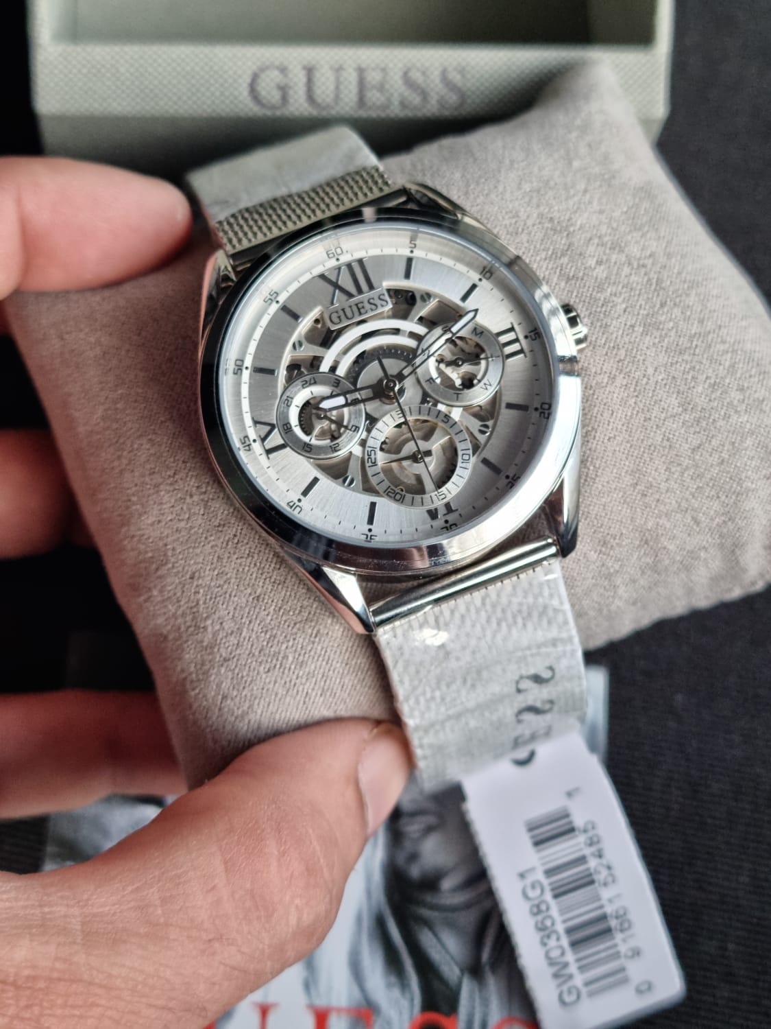  Shop Authentic Guess Tailor Multifunction Silver Dial Silver Mesh Bracelet Watch for Men - GW0368G1 - Luxxuri