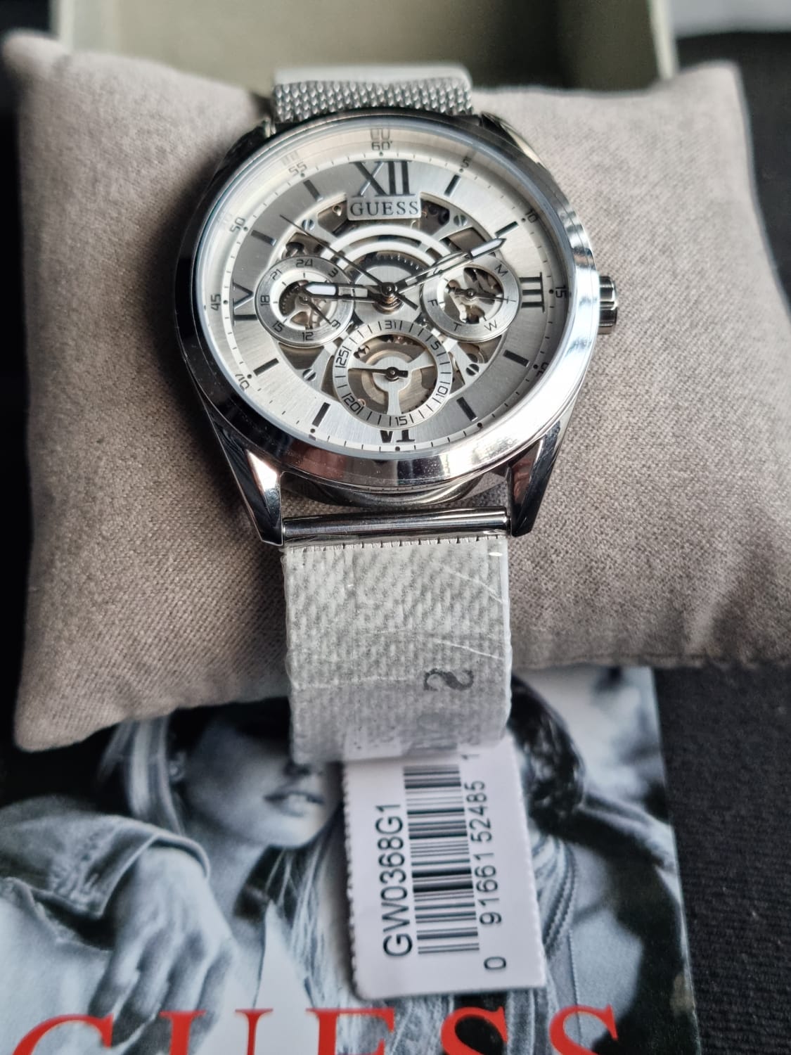  Shop Authentic Guess Tailor Multifunction Silver Dial Silver Mesh Bracelet Watch for Men - GW0368G1 - Luxxuri