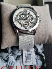  Shop Authentic Guess Tailor Multifunction Silver Dial Silver Mesh Bracelet Watch for Men - GW0368G1 - Luxxuri