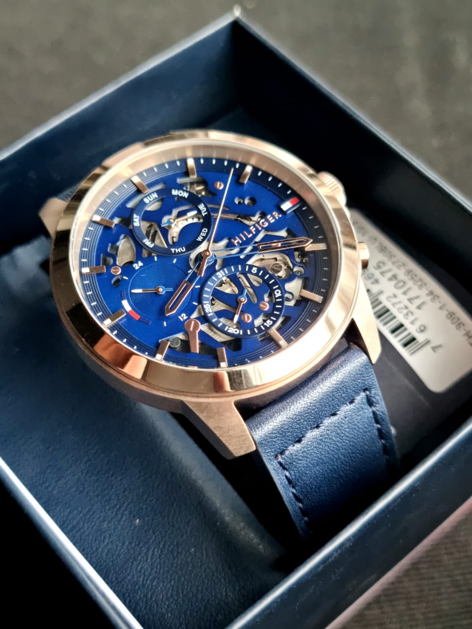  Shop Authentic Tommy Hilfiger Henry Chronograph Quartz Blue Dial Blue Leather Strap Watch For Men - 1710475 - Luxxuri
