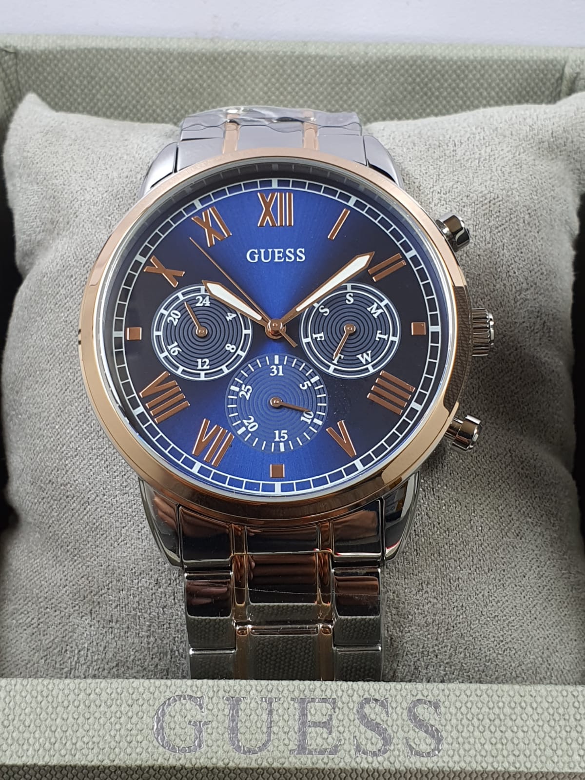  Shop Authentic Guess Hendrix Chronograph Blue Dial Two Tone Steel Strap Watch for Men - W1309G4 - Luxxuri