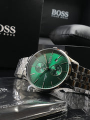 Shop Authentic Hugo Boss Associate Green Dial Silver Steel Strap Watch for Men - 1513975 - Luxxuri