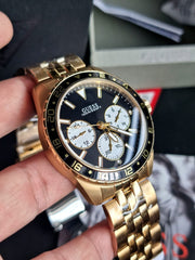  Shop Authentic Guess Odyssey Multifunction Black Dial Gold Steel Strap Watch For Men - W1107G4 - Luxxuri