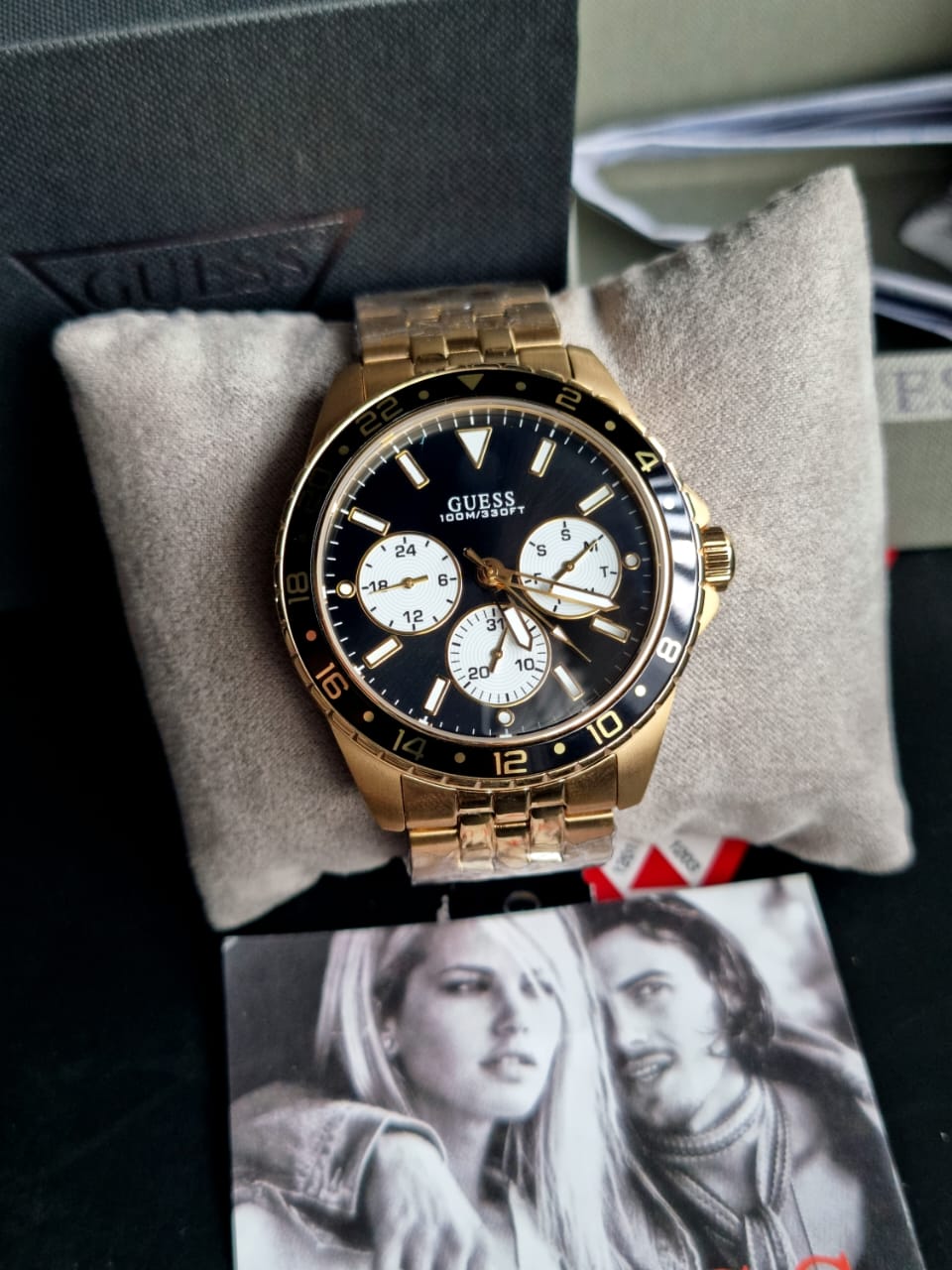  Shop Authentic Guess Odyssey Multifunction Black Dial Gold Steel Strap Watch For Men - W1107G4 - Luxxuri