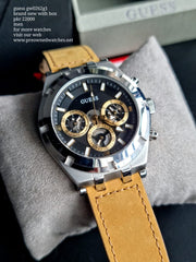  Shop Authentic Guess Continental Multifunction Black Dial Brown Leather Strap Watch for Men - GW0262G1 - Luxxuri