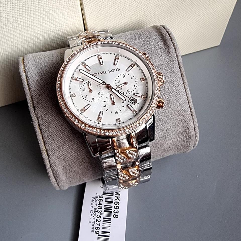  Shop Authentic Michael Kors Ritz Chronograph Silver Dial Two Tone Steel Strap Watch For Women - MK6938 - Luxxuri