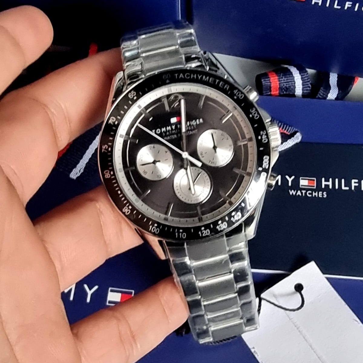  Shop Authentic Tommy Hilfiger Luke Quartz Black Dial Silver Steel Strap Watch for Men - 1791120 - Luxxuri