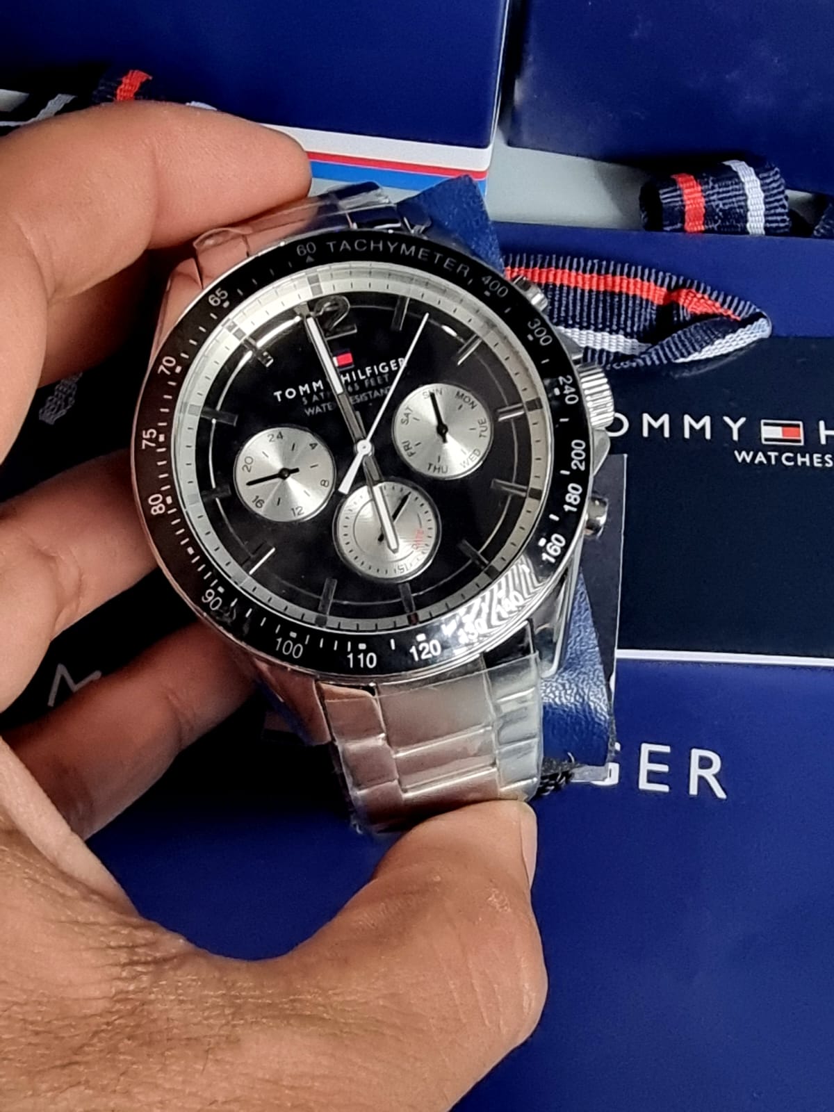  Shop Authentic Tommy Hilfiger Luke Quartz Black Dial Silver Steel Strap Watch for Men - 1791120 - Luxxuri