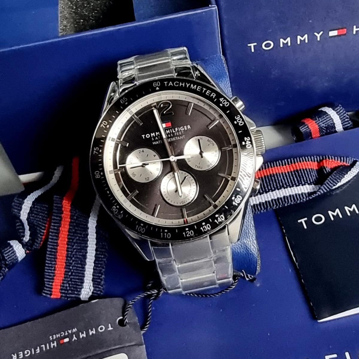  Shop Authentic Tommy Hilfiger Luke Quartz Black Dial Silver Steel Strap Watch for Men - 1791120 - Luxxuri