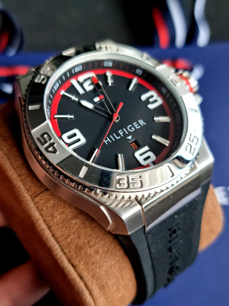  Shop Authentic Tommy Hilfiger Drew Black Dial Black Rubber Strap Watch for Men - 1791064 - Luxxuri