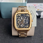  Shop Authentic Fossil Inscription Automatic Skeleton Black Dial Gold Steel Strap Watch for Men - BQ2573 - Luxxuri