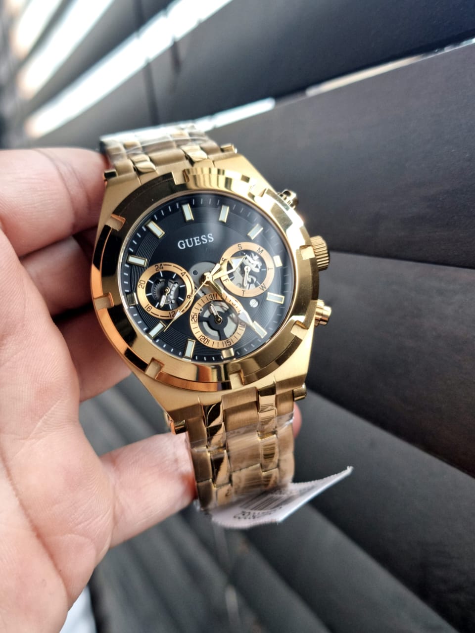  Shop Authentic Guess Continental Black Dial Gold Steel Strap Watch for Men - GW0260G2 - Luxxuri