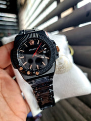 Shop Authentic Versace Chain Reaction Quartz Black Dial Black Steel Strap Watch for Men - VEDY00719 - Luxxuri