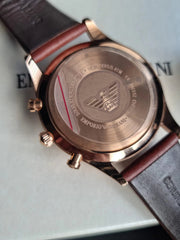  Shop Authentic Emporio Armani Quartz Silver Dial Brown Leather Strap Watch For Men - AR11043 - Luxxuri