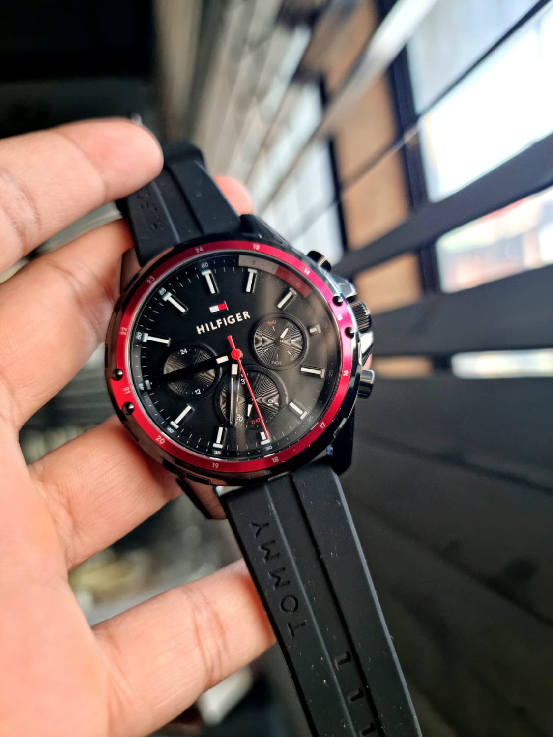  Shop Authentic Tommy Hilfiger Mason Black Dial Black Rubber Strap Watch for Men - 1791793 - Luxxuri