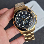  Shop Authentic Fossil FB-03 Chronograph Black Dial Gold Steel Strap Watch for Men - FS5727 - Luxxuri