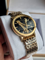  Shop Authentic Versace Virtus Quartz Black Dial Gold Steel Strap Watch for Women - VEHC00619 - Luxxuri