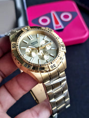  Shop Authentic Fossil Garrett Chronograph Gold Dial Gold Steel Strap Watch for Men - FS5772 - Luxxuri