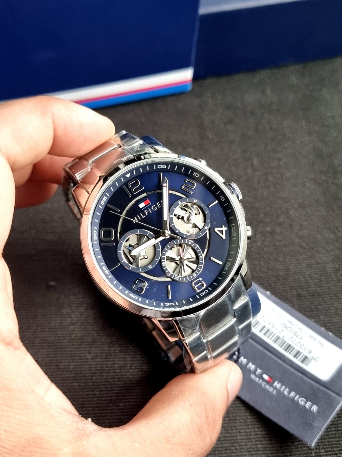  Shop Authentic Tommy Hilfiger Keagan Blue Dial Silver Steel Strap Watch for Men - 1791293 - Luxxuri