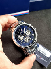  Shop Authentic Tommy Hilfiger Keagan Blue Dial Silver Steel Strap Watch for Men - 1791293 - Luxxuri