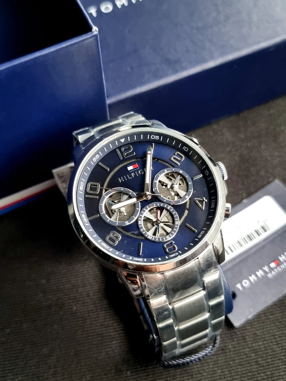  Shop Authentic Tommy Hilfiger Keagan Blue Dial Silver Steel Strap Watch for Men - 1791293 - Luxxuri